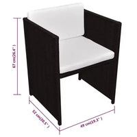 vidaXL Ensemble de salle à manger de jardin Marron, Blanc crème