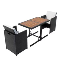 vidaXL Table et Chaises de Jardin Rotin PE Noir Housse Amovible Moyenne