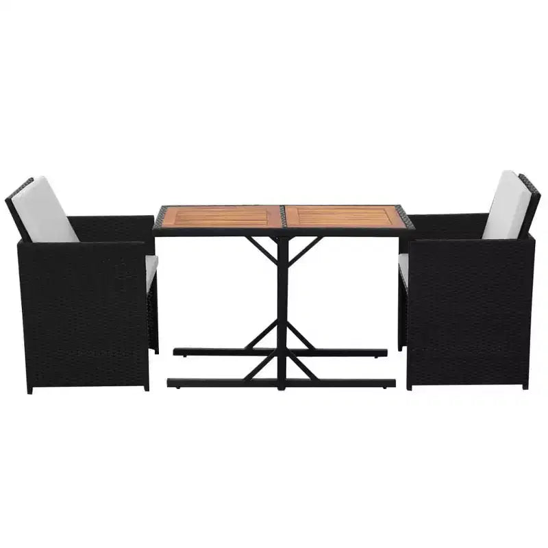 vidaXL Table et Chaises de Jardin Rotin PE Noir Housse Amovible Moyenne