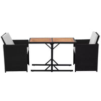 vidaXL Table et Chaises de Jardin Rotin PE Noir Housse Amovible Moyenne