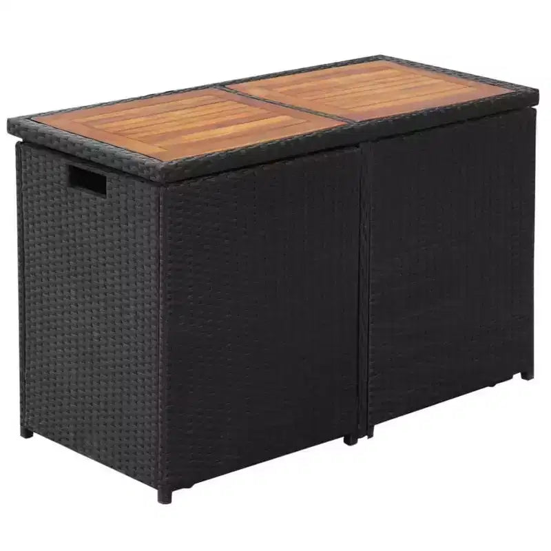 vidaXL Table et Chaises de Jardin Rotin PE Noir Housse Amovible Moyenne