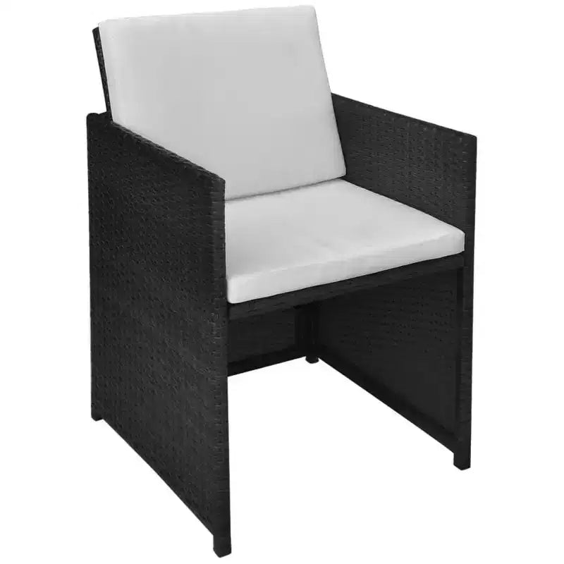 vidaXL Table et Chaises de Jardin Rotin PE Noir Housse Amovible Moyenne