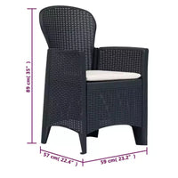 vidaXL Ensemble bistro Lot de 2 Anthracite Plastique aspect rotin Standard