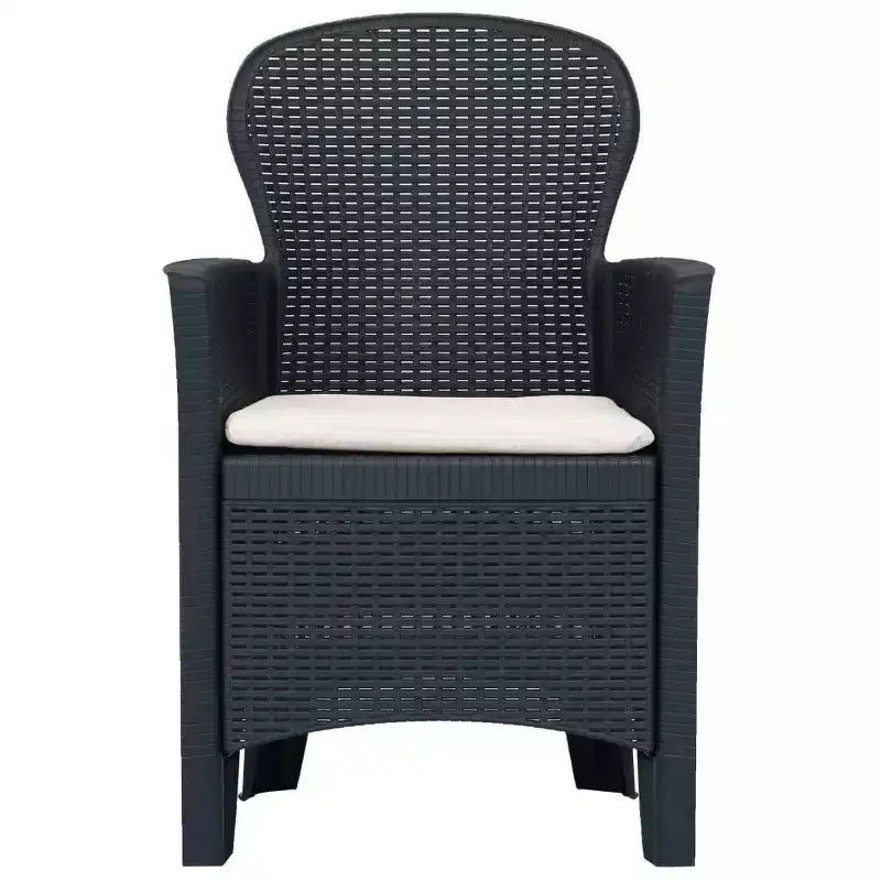 vidaXL Ensemble de bistrot, 2 pcs, aspect rotin, anthracite, plastique