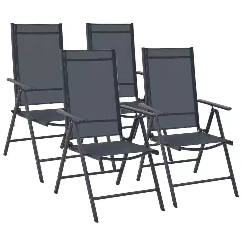 vidaXL Ensemble de Mobilier de Jardin Aluminium et Textilène Noir 5 Pièces