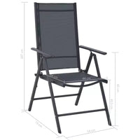 vidaXL Ensemble de Mobilier de Jardin Aluminium et Textilène Noir 5 Pièces