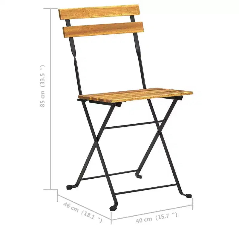 vidaXL Table et chaises de bistrot marron et noir Bois d'acacia massif Moyen