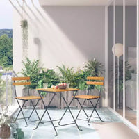 vidaXL Table et chaise bistro Marron et noir Bois d'acacia massif Moyen