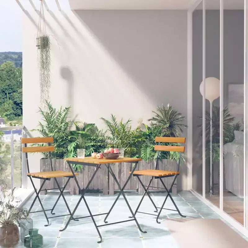 vidaXL Table et chaise bistro Marron et noir Bois d'acacia massif Moyen