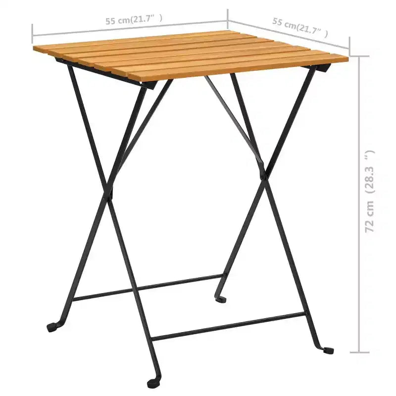 vidaXL Table et chaise bistro Marron et noir Bois d'acacia massif Moyen