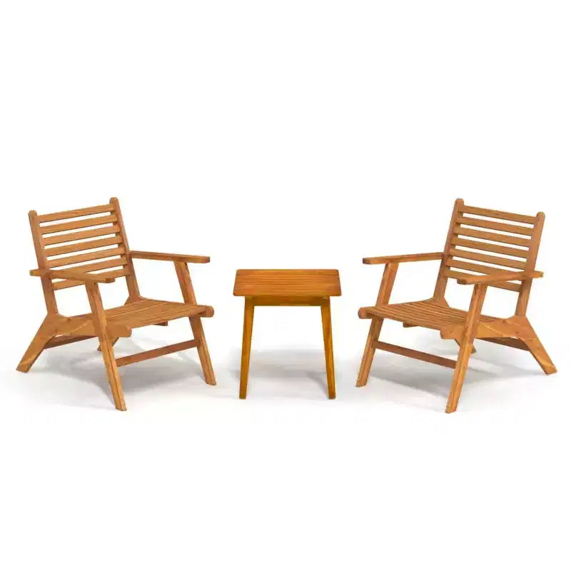 vidaXL Ensemble bistro d'extérieur 3 pièces - mobilier de terrasse en bois d'acacia massif - chaises à lattes classiques avec table carrée - ensemble lounge de jardin marron