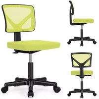 Chaise de bureau sans accoudoirs en maille, réglable en hauteur avec soutien lombaire, fauteuil pivotant à roulettes pour petits espaces