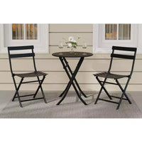 Ensemble bistro de terrasse 3 pièces, table bistro pliante et 2 chaises, ensembles de mobilier d'extérieur avec cadre supérieur, peu encombrant, résistant aux intempéries pour bistro, balcon