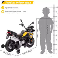 Moto à enfourcher 12V 7AH, moto BMW sous licence pour enfants, vitesse haute/basse, pneu EVA, phares LED, pour garçons et filles