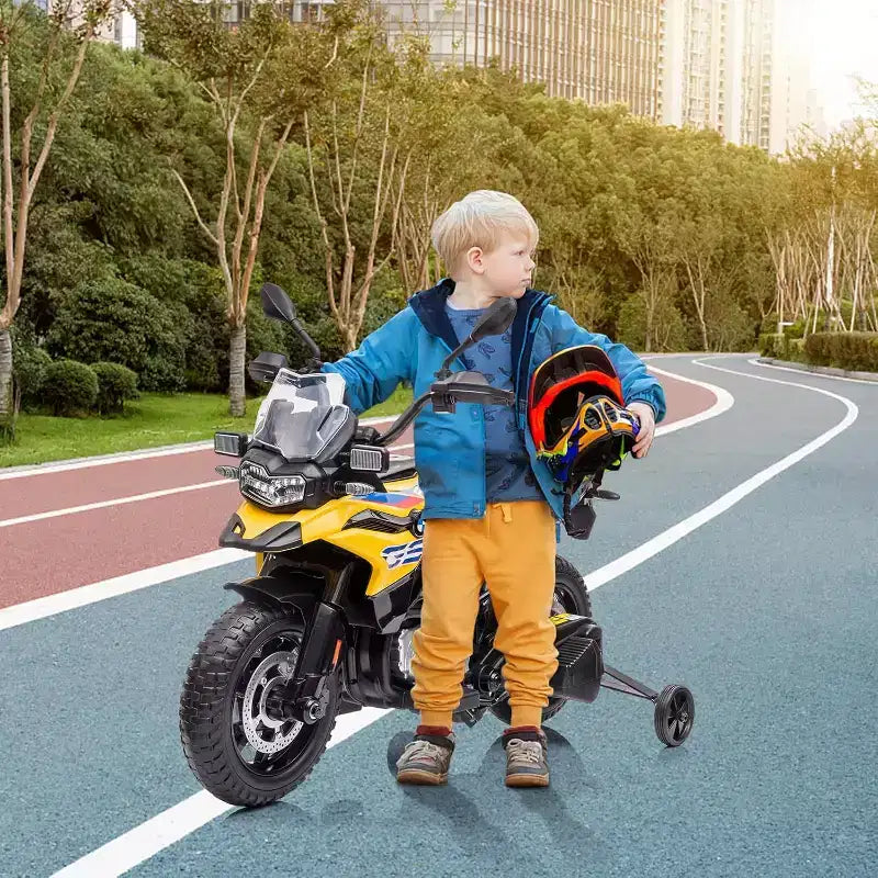 Moto à enfourcher 12V 7AH, moto BMW sous licence pour enfants, vitesse haute/basse, pneu EVA, phares LED, pour garçons et filles