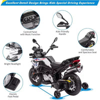 Moto à enfourcher 12V 7AH, moto BMW sous licence pour enfants, vitesse haute/basse, pneu EVA, phares LED, pour garçons et filles