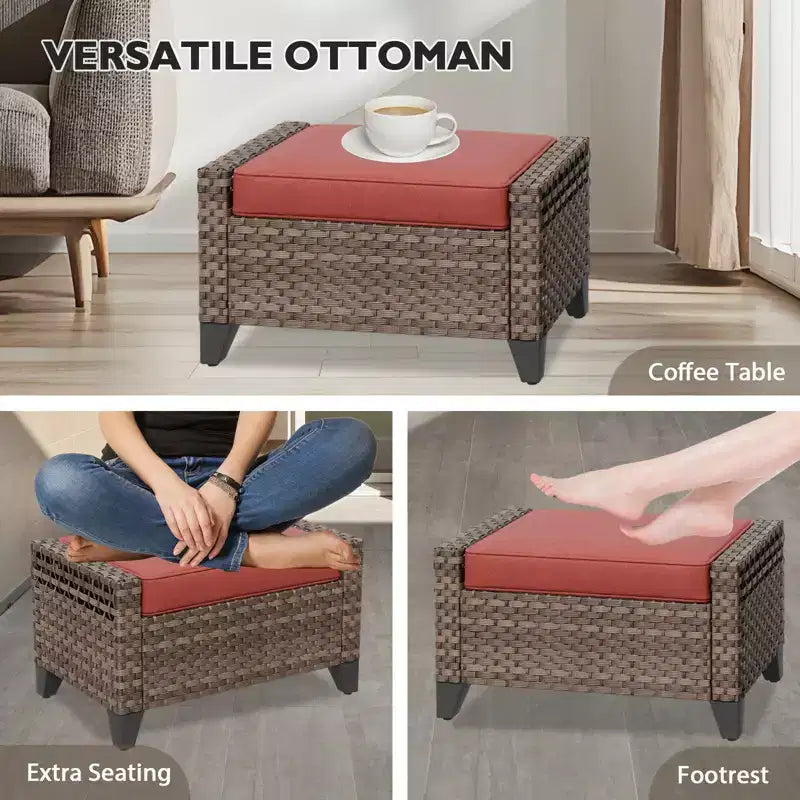 Table et chaises de bistrot EAGLE PEAK, ensemble de bistrot extérieur, chaises à bascule pivotantes et table en osier