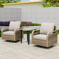 EAGLE PEAK Bistro Table and Chairs, Outdoor Bistro Set, Wicker Swivel Rocking Chairs and Table