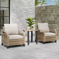 EAGLE PEAK Table et chaises de bistro en osier, ensemble de bistro d'extérieur, meubles de patio en rotin, chaises et table de patio en osier, ensemble 3 pièces