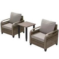 EAGLE PEAK Table et chaises de bistro en osier, ensemble de bistro d'extérieur, meubles de patio en rotin, chaises et table de patio en osier, ensemble 3 pièces