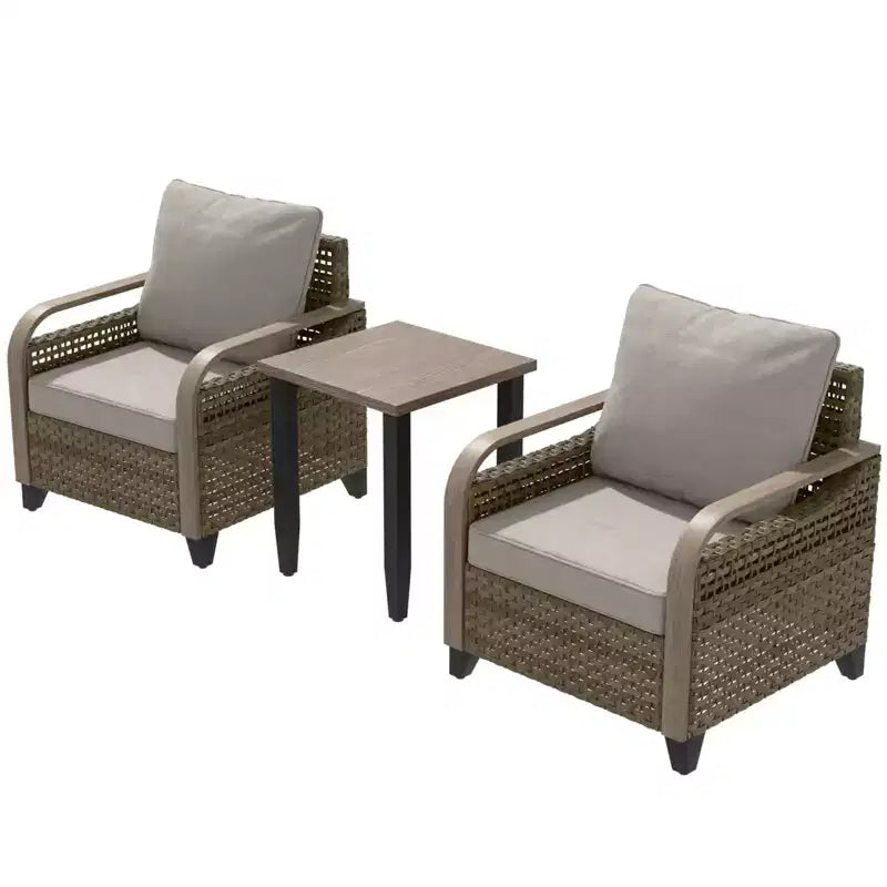 EAGLE PEAK Table et chaises de bistro en osier, ensemble de bistro d'extérieur, meubles de patio en rotin, chaises et table de patio en osier, ensemble 3 pièces
