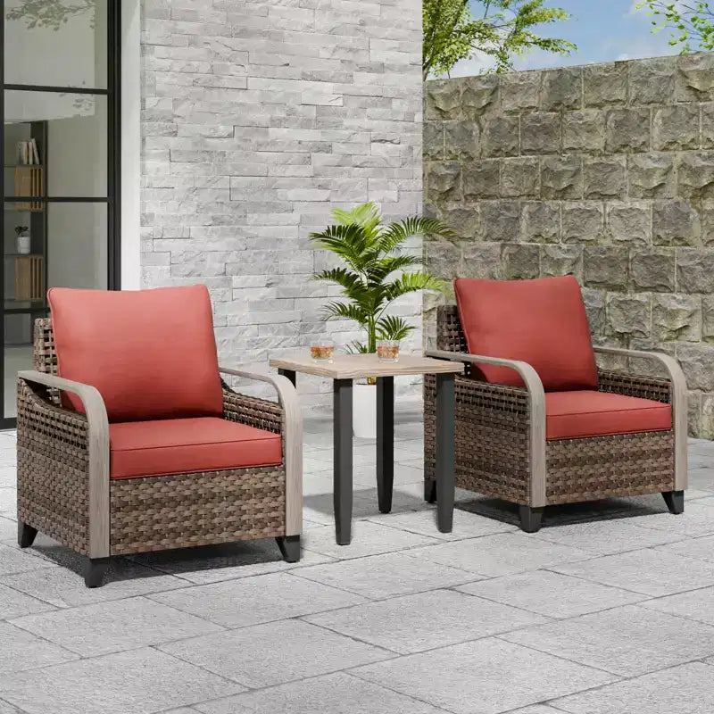 EAGLE PEAK Table et chaises de bistro en osier, ensemble de bistro d'extérieur, meubles de patio en rotin, chaises et table de patio en osier, ensemble 3 pièces