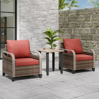 EAGLE PEAK Table et chaises de bistro en osier, ensemble de bistro d'extérieur, meubles de patio en rotin, chaises et table de patio en osier, ensemble 3 pièces