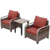 EAGLE PEAK Table et chaises de bistro en osier, ensemble de bistro d'extérieur, meubles de patio en rotin, chaises et table de patio en osier, ensemble 3 pièces