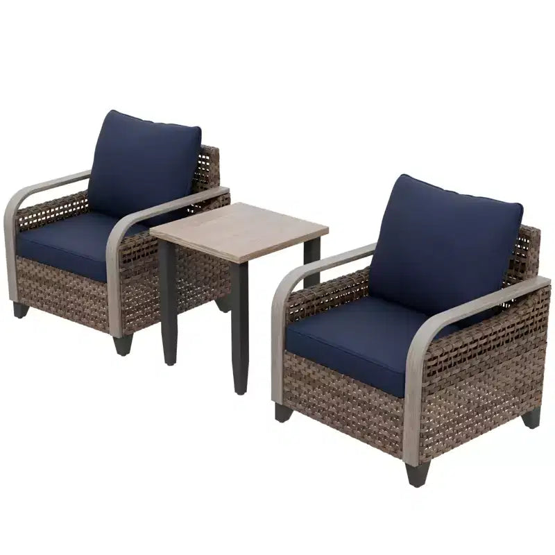 EAGLE PEAK Table et chaises de bistro en osier, ensemble de bistro d'extérieur, meubles de patio en rotin, chaises et table de patio en osier, ensemble 3 pièces