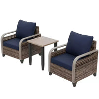 EAGLE PEAK Table et chaises de bistro en osier, ensemble de bistro d'extérieur, meubles de patio en rotin, chaises et table de patio en osier, ensemble 3 pièces