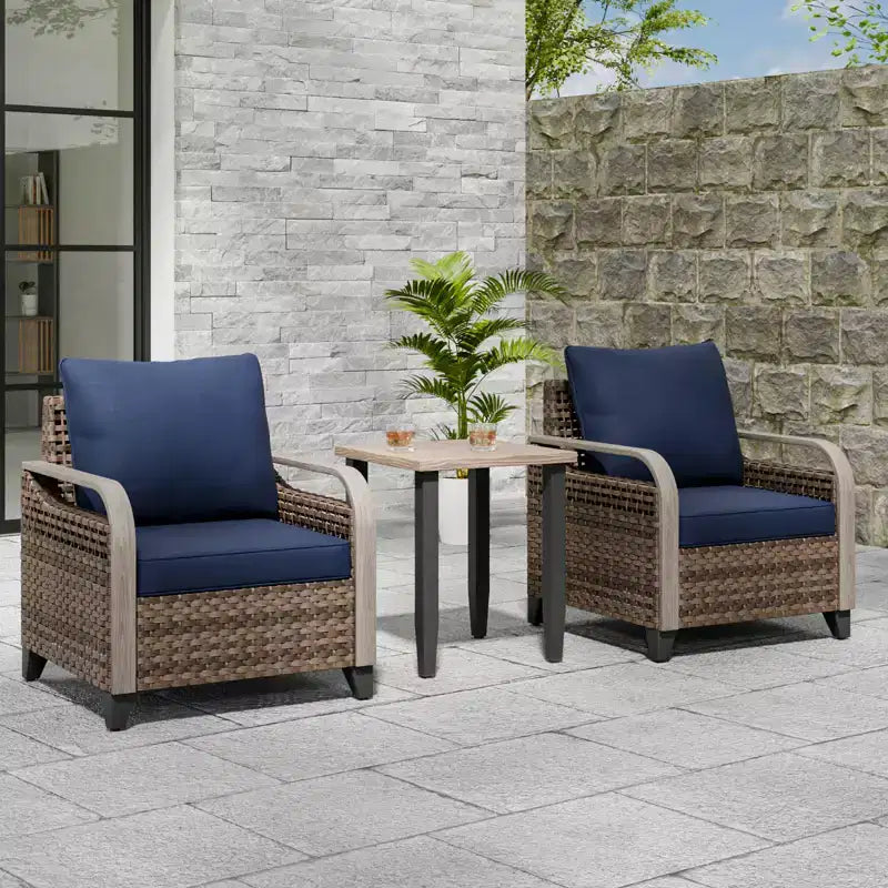 EAGLE PEAK Wicker Bistro Table and Chairs, Outdoor Bistro Set, Rattan Patio Furniture, Wicker Patio Chairs & Table, 3 Piece Set