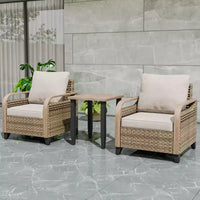 EAGLE PEAK Table et chaises de bistro en osier, ensemble de bistro d'extérieur, meubles de patio en rotin, chaises et table de patio en osier, ensemble 3 pièces