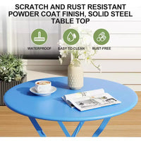 Ensemble Bistro de Patio 3 pièces avec Table Ronde et 2 Chaises Pliantes, pour Balcon, Jardin, Véranda, Conception compacte (Tube plat)