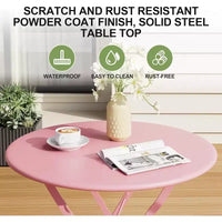 Ensemble Bistro de Patio 3 pièces avec Table Ronde et 2 Chaises Pliantes, pour Balcon, Jardin, Véranda, Conception compacte (Tube plat)