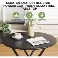 Ensemble Bistro de Patio 3 pièces avec Table Ronde et 2 Chaises Pliantes, pour Balcon, Jardin, Véranda, Conception compacte (Tube plat)