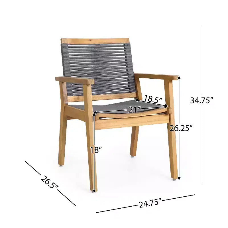 GDFStudio Specter Ensemble de Bistro 3 pièces d'extérieur en Bois d'Acacia et Corde