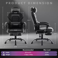 Chaise de gamer pivotante à 360° et réglable en hauteur avec repose-pieds rétractable et support lombaire ergonomique, en cuir PU, avec appui-tête pour le bureau