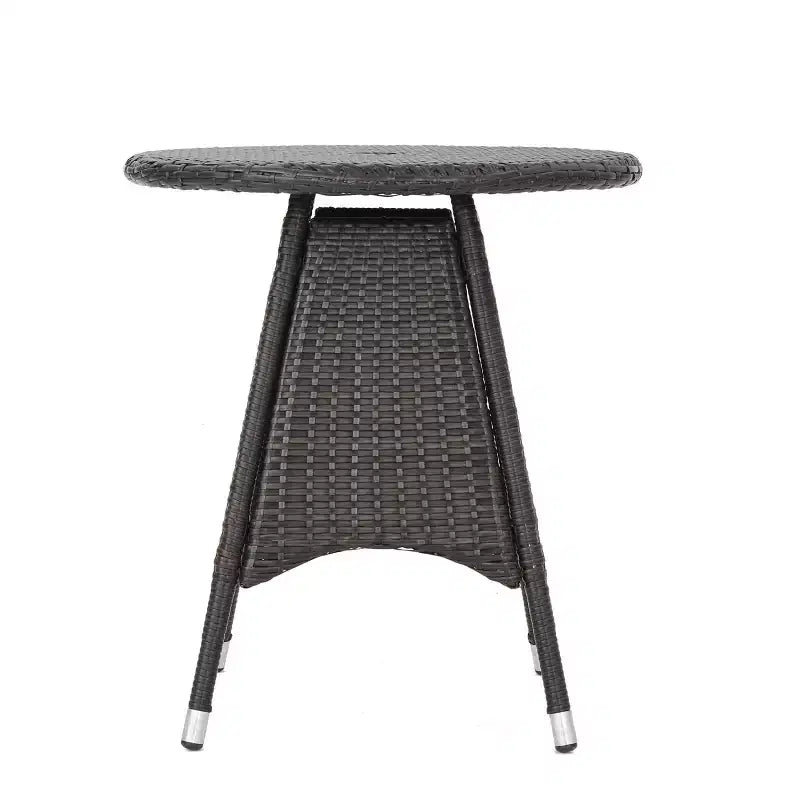 GDFStudio Nyanza Ensemble bistrot 3 pièces en osier d'extérieur avec trou pour parasol
