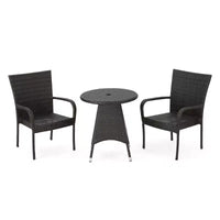 GDFStudio Nyanza Ensemble bistrot 3 pièces en osier d'extérieur avec trou pour parasol
