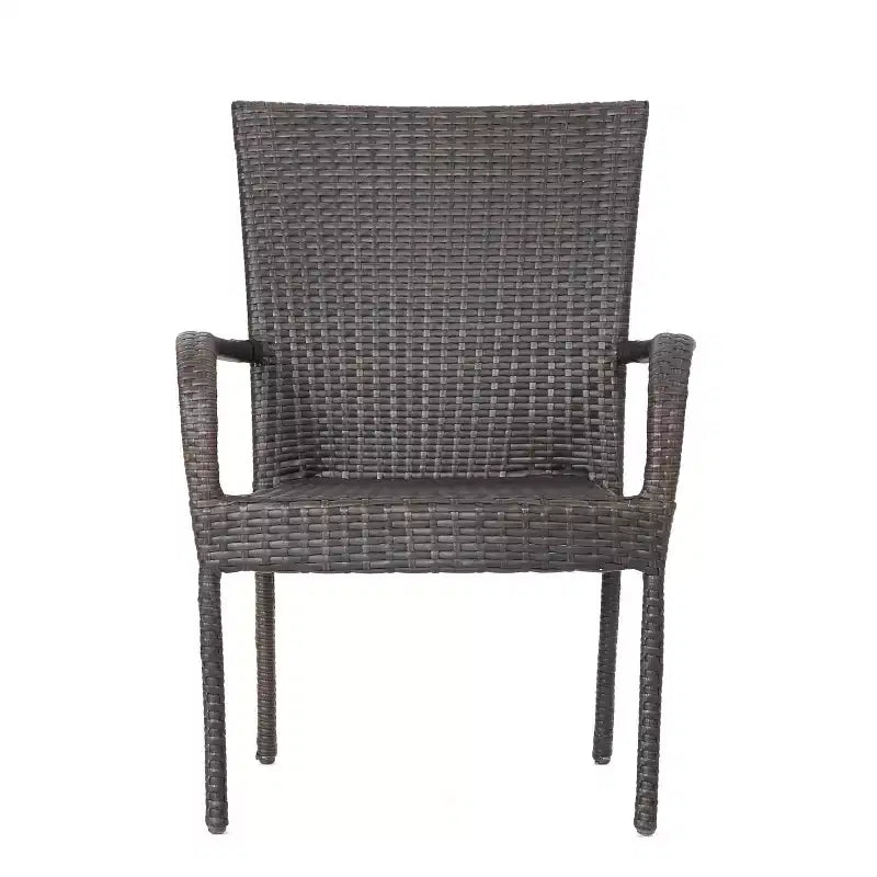 GDFStudio Nyanza Ensemble bistrot 3 pièces en osier d'extérieur avec trou pour parasol