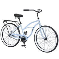 NAYSAYE Vélo de plage cruiser 26 pouces, 7 vitesses, freins en V, selle confortable, vélo de ville rétro classique pour femme, homme, senior