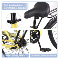 NAYSAYE Vélo de plage cruiser 26 pouces, 7 vitesses, freins en V, selle confortable, vélo de ville rétro classique pour femme, homme, senior
