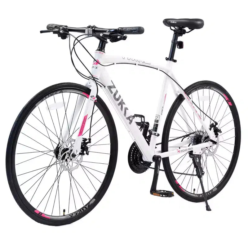Vélo hybride NAYSAYE 24 vitesses, freins à disque, cadre en aluminium, pour hommes et femmes, pour le cyclisme urbain, blanc, 67.32*14.56*39.37