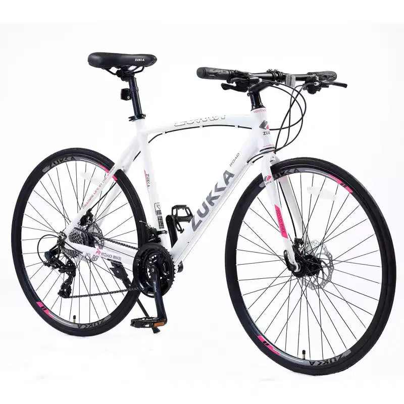 Vélo hybride NAYSAYE 24 vitesses, freins à disque, cadre en aluminium, pour hommes et femmes, pour le cyclisme urbain, blanc, 67.32*14.56*39.37