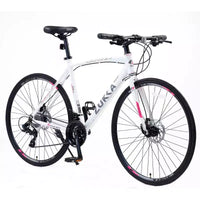 Vélo hybride NAYSAYE 24 vitesses, freins à disque, cadre en aluminium, pour hommes et femmes, pour le cyclisme urbain, blanc, 67.32*14.56*39.37