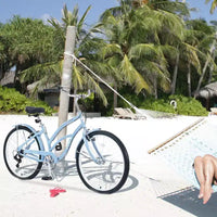 NAYSAYE Vélo 7 vitesses 26 pouces Beach Cruiser Cadre en acier pour femme pour des trajets confortables, Bleu clair, 69.96*28.32*43.2