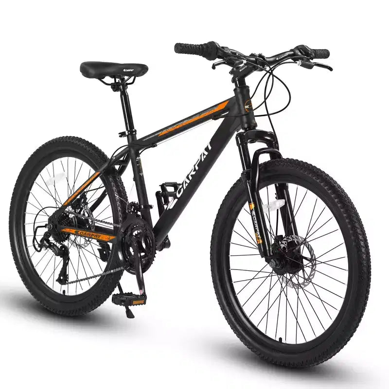Vélo NAYSAYE 26 pouces tout terrain 21 vitesses à freins à disque mécaniques pour le tout terrain, orange, 71*25*39,3