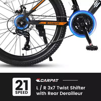 Vélo NAYSAYE 26 pouces tout terrain 21 vitesses à freins à disque mécaniques pour le tout terrain, orange, 71*25*39,3