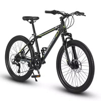 NAYSAYE Vélo VTT 24 Pouces, 21 Vitesses, Cadre en Acier pour Garçons et Filles pour Sentiers Hors Route, Noir et Vert, 56.3*7.88*28.35