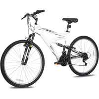 hykolity Vélo Tout Terrain VTT 26 pouces Vélo d'extérieur Cyclisme 18 Vitesses Vélos de Sport Piste Hors Route Suspension Intégrale pour Homme Adulte Unisexe Blanc